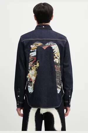 Evisu Koszula jeansowa Hakutaku Daicock Printed Denim LS męska kolor regular z kołnierzykiem klasycznym 2ESHTM5DL1146