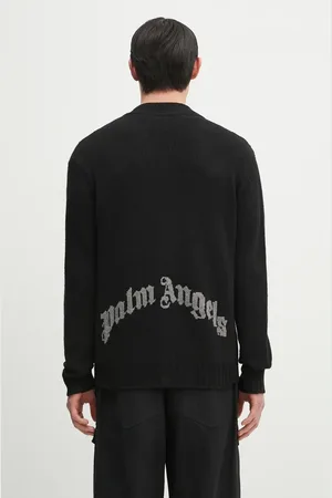 Palm Angels Kardigan Curved Logo męski kolor PMHB035S25KNI0011008