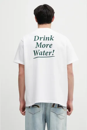 Sporty & Rich T-shirt bawełniany Drink More Water kolor z nadrukiem TO043606300WH01