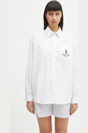 Sporty & Rich Koszula bawełniana Vendome Oversized damska kolor relaxed z kołnierzykiem klasycznym SI006606205WH01