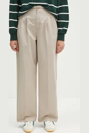 Carhartt Spodnie bawełniane Leola Pant damskie kolor szerokie high waist I033147