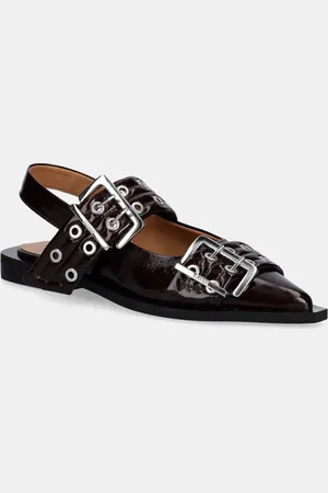 Ganni Baleriny Feminine Buckle Ballerina kolor z odkrytą piętą S3086