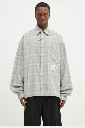 Maison Mihara Yasuhiro Koszula dwustronna z domieszką lnu Both Fronts L/S Shirts kolor relaxed ze stójką A14SH081