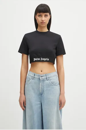 Palm Angels T-shirt bawełniany Classic Logo Tape Crop damski kolor PWAA067C99JER0011010