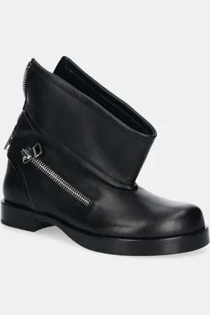 J.W.Anderson Botki skórzane Biker Boot damskie kolor na płaskim obcasie BT0101.LA0268