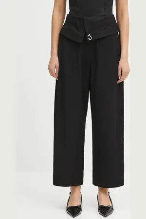 J.W.Anderson Spodnie z domieszką jedwabiu Fold Over damskie kolor proste high waist TR0394.PG1684.999