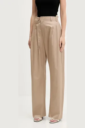 Maison Margiela Spodnie bawełniane damskie kolor szerokie high waist S52KA0534.M35368
