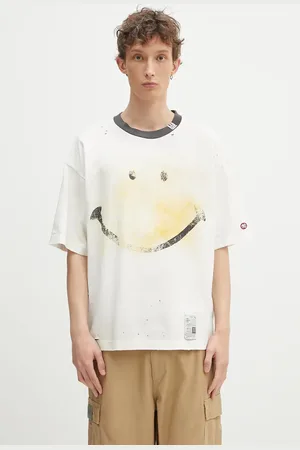 Maison Mihara Yasuhiro T-shirt bawełniany Smily Face Printed Distressed Tee męski kolor z nadrukiem J14TS762