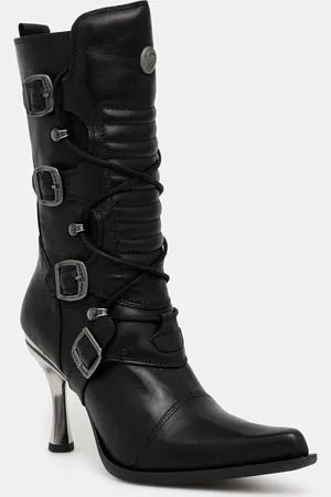 New Rock Botki skórzane damskie kolor na szpilce M-9373-S2