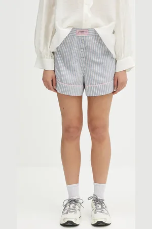 Ganni Szorty Yarn Dyed Stripe Elasticated damskie kolor wzorzyste high waist W0388