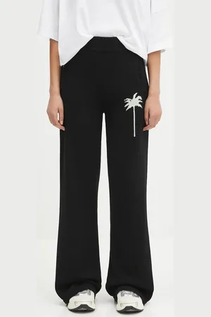 Palm Angels Spodnie z domieszką wełny Palms Knit damskie kolor szerokie high waist PWHG035S25KNI0011003