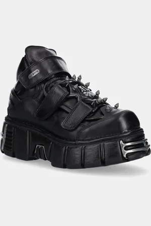 New Rock Sneakersy skórzane NOMADA NEGRO, TOWER NEGRO ACERO damskie kolor M.285C.S1