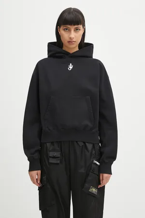 J.W.Anderson Bluza bawełniana Anchor Embroidery Cropped damska kolor z kapturem z aplikacją JW0216.PG1719.999