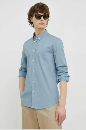 Samsøe Samsøe Koszula lniana męska kolor regular z kołnierzykiem button-down
