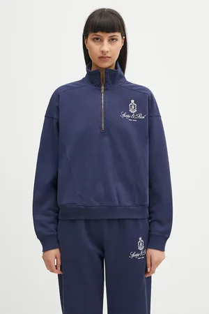 Sporty & Rich Bluza bawełniana Vendome Embroidered Quarter Zip damska kolor z aplikacją ST073606231BL106
