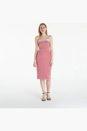 Tommy Hilfiger Tommy Jeans Logo Tape Stripe Knee Lenght Tube Dress L