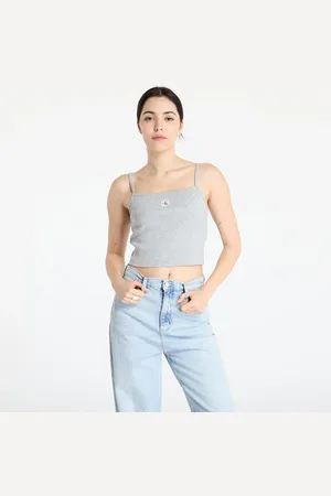Calvin Klein Jeans Woven Label Rib Crop L