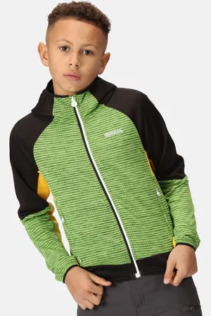 Regatta Dziecięcy Softshell z Kapturem Prenton II Zielono-czarny