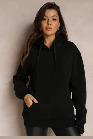 Renee Czarna Bluza Bawełniana z Kapturem Marmi