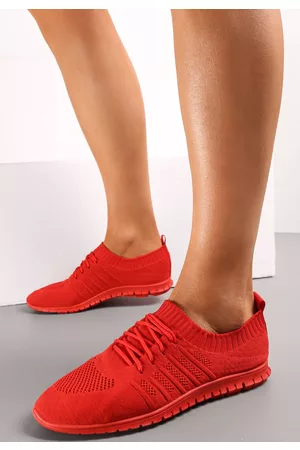 Renee Kobieta Buty sznurowane - Czerwone Buty Sportowe Sznurowane przed Kostkę Nillie