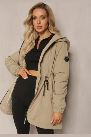 Renee Jasnozielona Kurtka Parka Ściągana w Pasie Crotidae