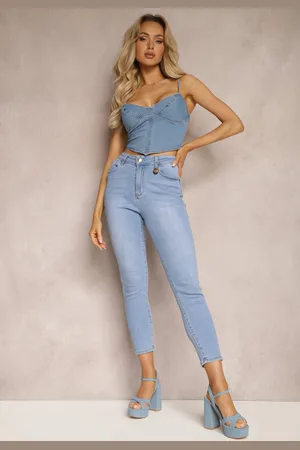 Renee Jasnoniebieskie Jeansy o Dopasowanym Fasonie Skinny Galeth