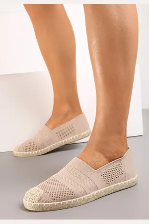 Renee Ciemnobeżowe Espadryle z Plecioną Cholewką przed Kostkę Mokosa