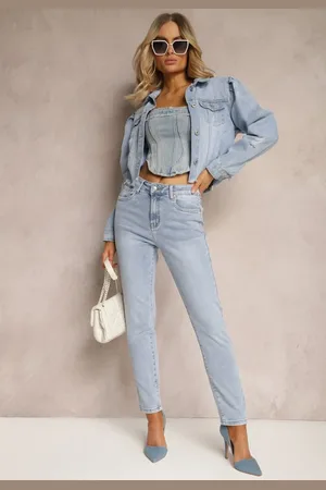 Renee Jasnoniebieskie Jeansy Skinny bez Zdobień Riozena