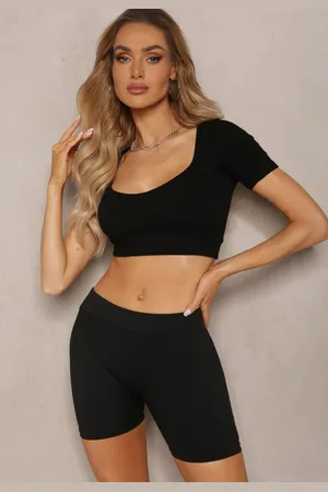 Renee Czarne Szorty Kolarki High Waist Dezarina