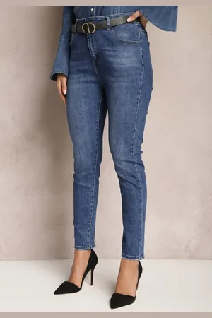Renee Granatowe Dopasowane Jeansy Skinny Kifia