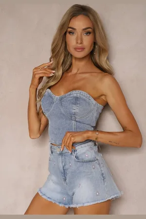 Renee Niebieskie Jeansowe Szorty High Waist Hindia