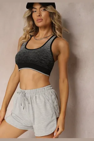 Renee Jasnoszare Szorty Dresowe z Dodatkiem Bawełny High Waist Florazen