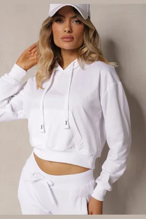 Renee Biała Bluza z Kapturem i Bawełną Ozdobiona Ściągaczami Evianae