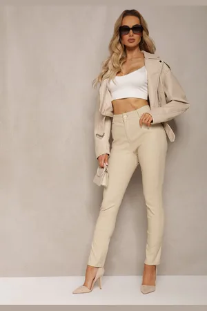 Renee Jasnobeżowe Spodnie Skinny Push Up Zilli