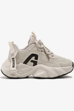 Renee Beżowe Buty Sportowe Sneakersy na Platformie z Tłoczeniem i Napisem Valanora