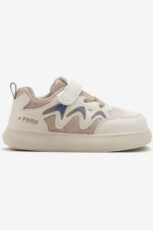 Renee Beżowe Buty Sportowe Sneakersy z Geometrycznym Wzorem i Sznurowaniem Lorirana
