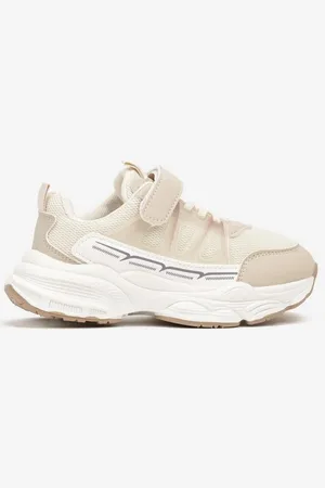 Renee Beżowe Buty Sportowe Sneakersy na Grubej Tłoczonej Podeszwie Zapinane na Rzep Zanovia
