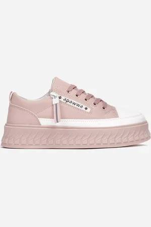 Renee Różowe Buty Sportowe Sneakersy na Żłobionej Platformie ze Skórzaną Wkładką Oilitana