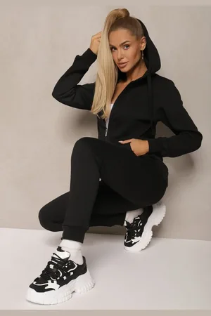 Renee Casualowy Komplet Dresowy z Domieszką Bawełny Bluza z Kapturem i Spodnie Joggery Sineva