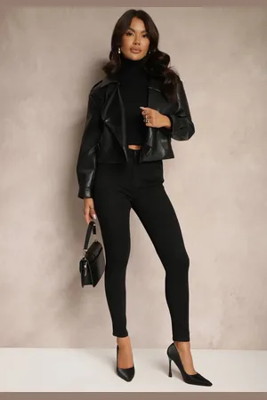 Renee Czarne Elastyczne Jeansy o Kroju Skinny High Waist Darira
