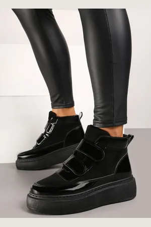 Renee Czarne Botki w Stylu Sneakersów na Platformie z Zapięciem na Rzep Savalithe