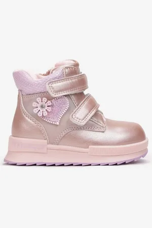 Renee Różowe Metaliczne Traperki Sneakersy z Ozdobnymi Aplikacjami Zapinane na Rzep Rielara