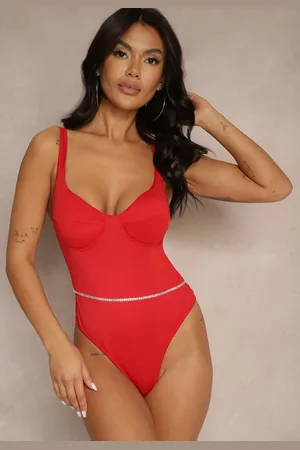 Renee Czerwone Body z Usztywnionymi Miseczkami Dodatkowo Łańcuszek z Cyrkonii Valedi