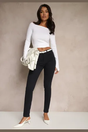 Renee Granatowe Jeansy Slim Fit z Regularnym Stanem Solzedis