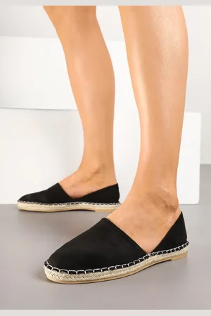 Renee Czarne Espadryle Ozdobione Wyciętą Cholewką i Plecionką Wommea