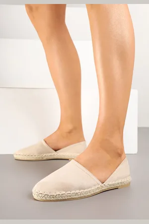 Renee Beżowe Espadryle Ozdobione Wyciętą Cholewką i Plecionką Wommea