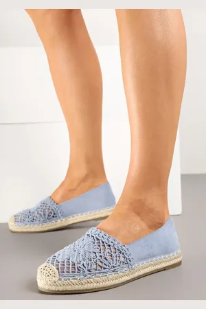 Renee Niebieskie Espadryle z Ażurową Cholewką i Plecionką Sdivena
