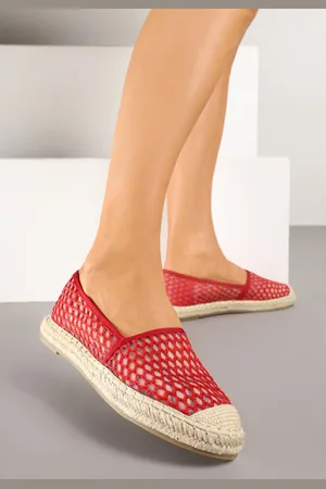 Renee Czerwone Espadryle z Siateczkową Cholewką i Plecionką Lillevi