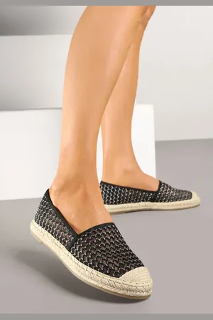 Renee Czarne Espadryle z Siateczkową Cholewką i Plecionką Lillevi
