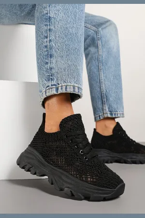 Renee Czarne Sneakersy Ozdobione Siateczką Toliselle